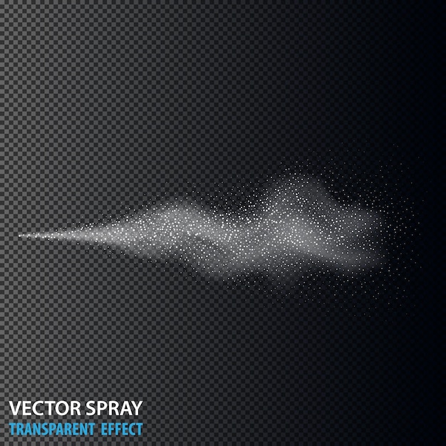 Vecteur gratuit points de poussière cosmétique de pulvérisation d'eau transparente effet de pulvérisation de brouillard 3d blanc isolé effet de fumée vectoriel