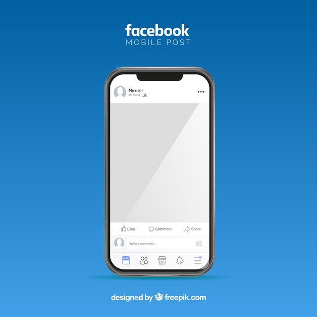 Poste mobile Facebook avec un design plat