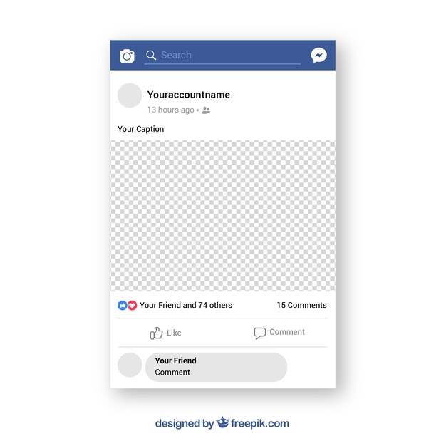 Poste mobile Facebook avec un design plat