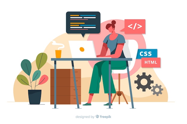 Vecteur gratuit programmeur travaillant avec css
