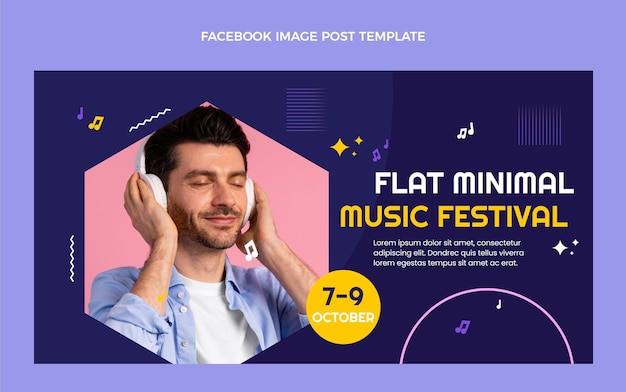 Publication facebook du festival de musique minimal design plat