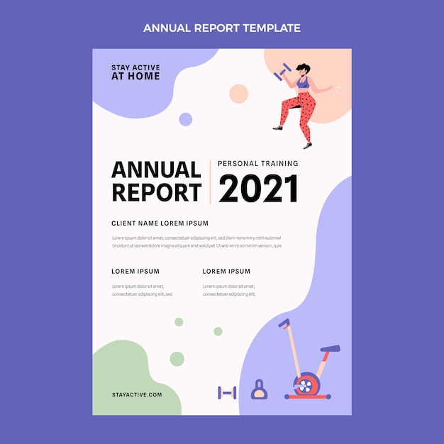 Rapport annuel de remise en forme abstrait design plat