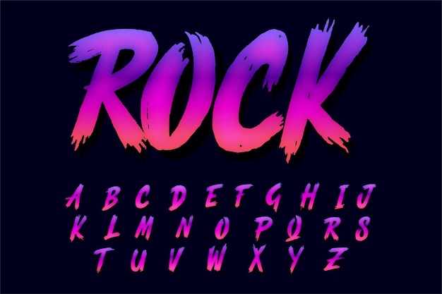 Rock, style alphabet brosse moderne