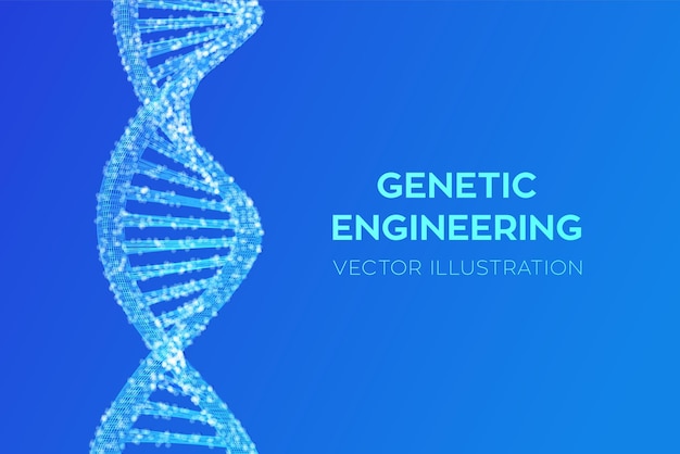 Vecteur gratuit séquence d'adn. maillage de structure de molécules d'adn filaire. modèle modifiable de code adn. concept scientifique et technologique. illustration vectorielle.