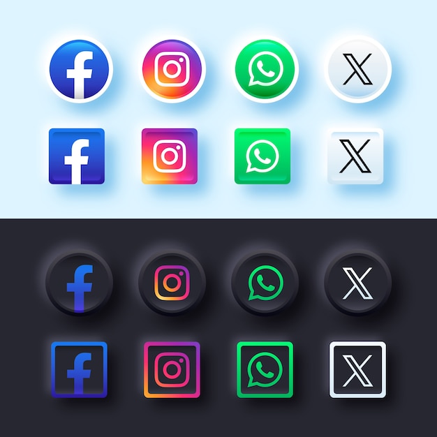 Vecteur gratuit set de logos de médias sociaux en gradient