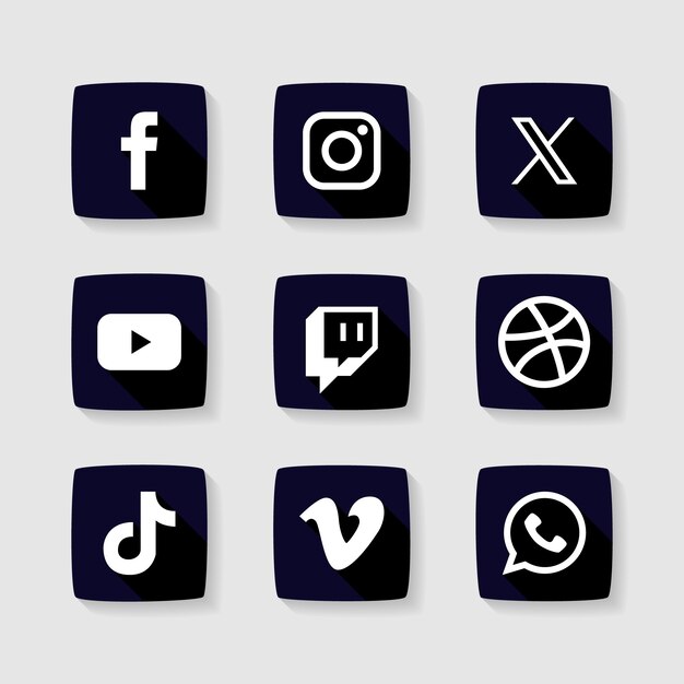 Set de logos plats dessinés à la main pour les médias sociaux