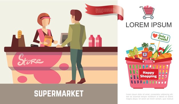 Shopping plat dans le concept de supermarché