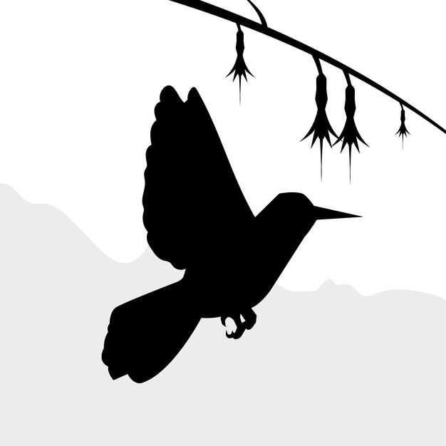 Silhouette de colibri dessiné à la main