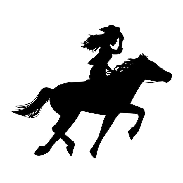 Silhouette de cow-girl dessinée à la main