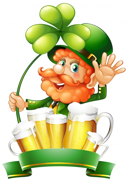 St patrick day avec lutin et bière fraîche