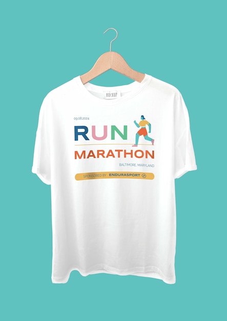 T-shirt marathon de course arc-en-ciel plat coloré