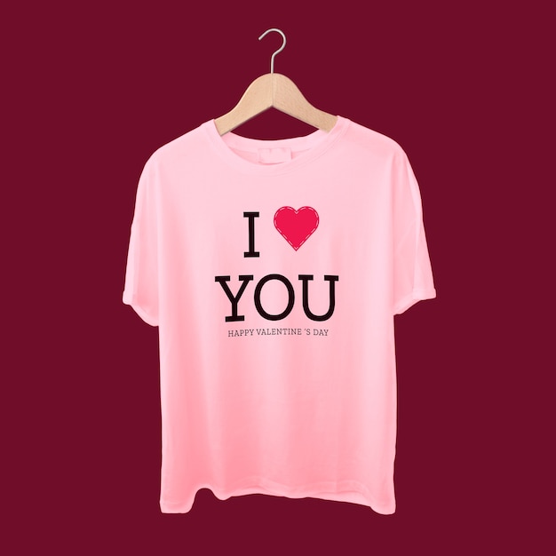 T-shirt plat simple je t'aime pour la Saint-Valentin