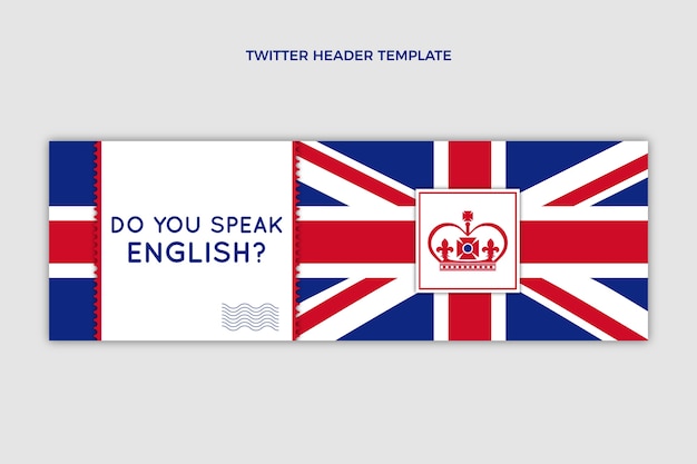 Vecteur gratuit en-tête twitter cours d'anglais design plat