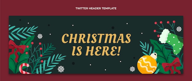 En-tête de twitter de Noël plat