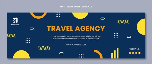 En-tête twitter de voyage plat