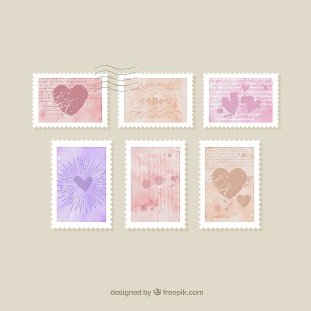 Vecteur gratuit timbres romantiques