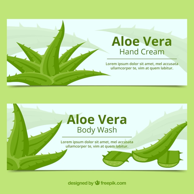 Vecteur gratuit traitement de bannières avec aloe vera