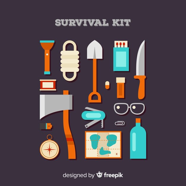 Trousse de survie d&#39;urgence avec design plat