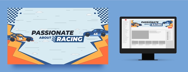 Vecteur gratuit twitch art de la chaîne youtube pour le championnat de course automobile