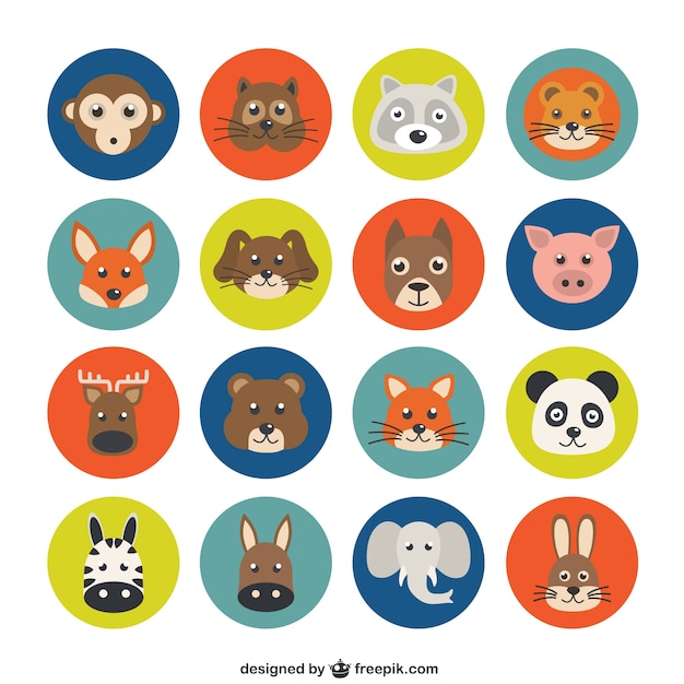 Vecteur gratuit variété d&#39;avatars animaux