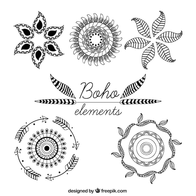 Vecteur gratuit variété des éléments de boho