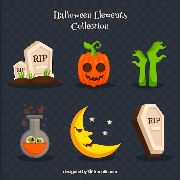 Vecteur gratuit variété des éléments liés à l&#39;halloween