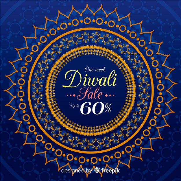 Vente de Diwali en design plat