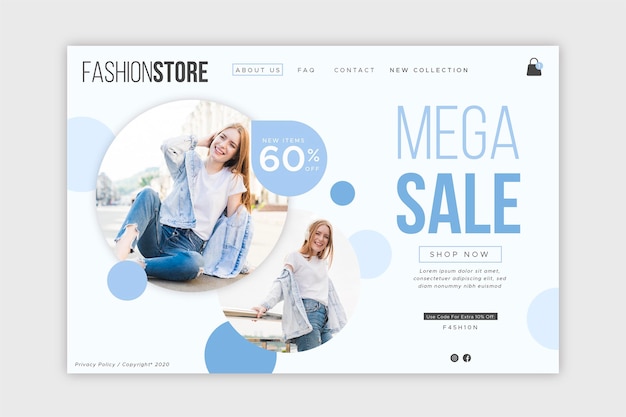 Vecteur gratuit vente de mode - landing page