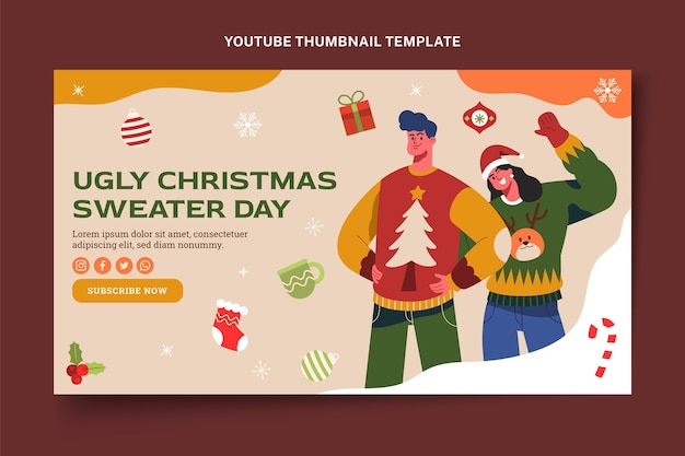 Vignette youtube de noël plat dessiné à la main