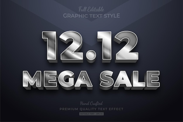 1212 Mega Sale Silver Style de police d'effet de texte modifiable