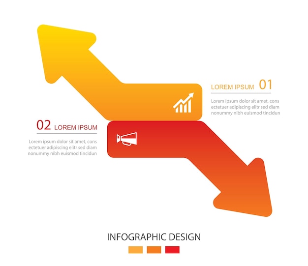 Vecteur 2 infographies de données flèche vers le haut et vers le bas modèle de mise en page illustration arrière-plan des stocks d'entreprise