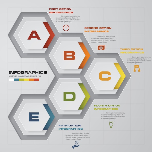 5 étapes graphiques éléments infographiques. Illustration vectorielle.