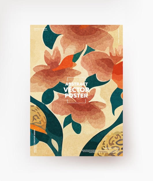 Affiche créative avec des fleurs de style vintage. Vecteur.