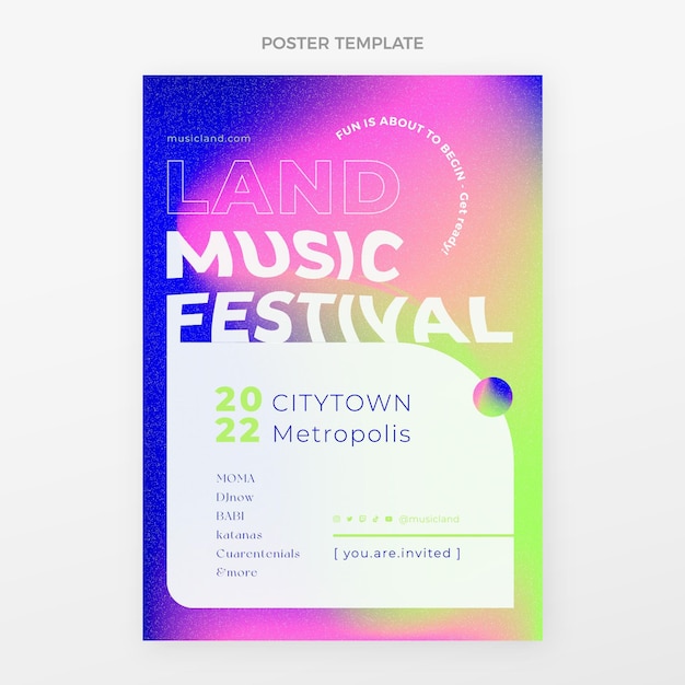 Affiche du festival de musique coloré dégradé