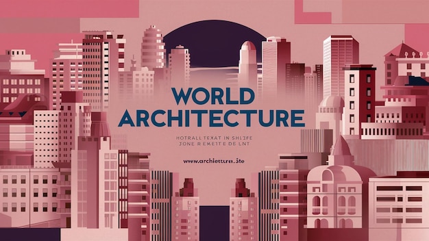 Vecteur une affiche pour l'architecture mondiale avec un fond rouge