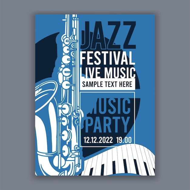 Affiche pour Jazz Creative dépliant de bannière moderne pour les concerts de musique et les festivals illustration vectorielle