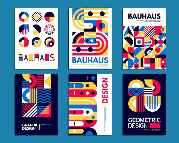 Vecteur des affiches rétro à motifs géométriques abstraits