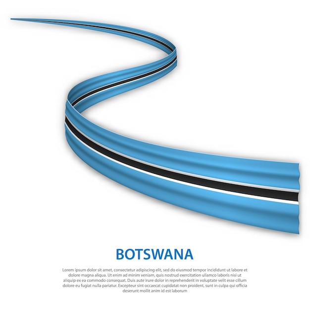 Agitant un ruban ou une bannière avec le drapeau du Botswana