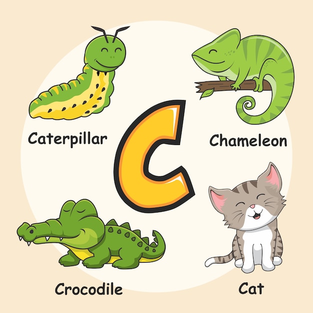 Alphabet animaux mignons lettre C