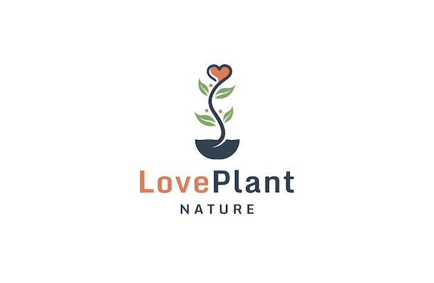 Amour plante nature logo icône modèle de conception illustration vectorielle plane