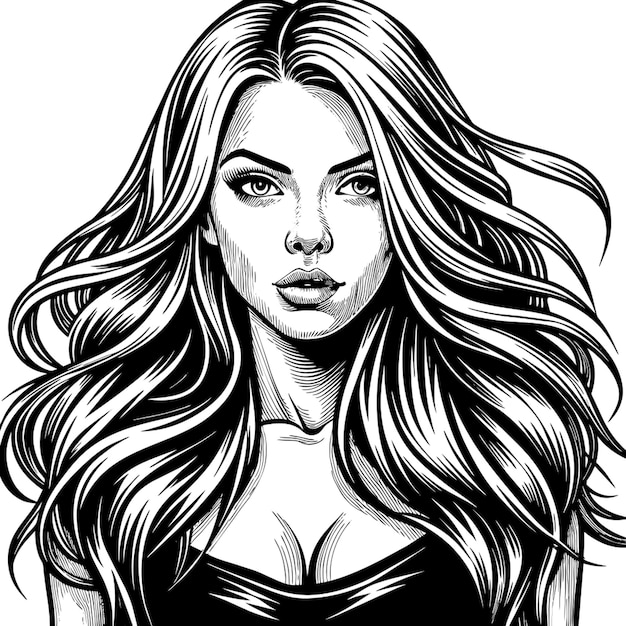 Vecteur ange femme longs cheveux blonds raliste dtaill tout le corps toute la silhouette illustration vectorielle