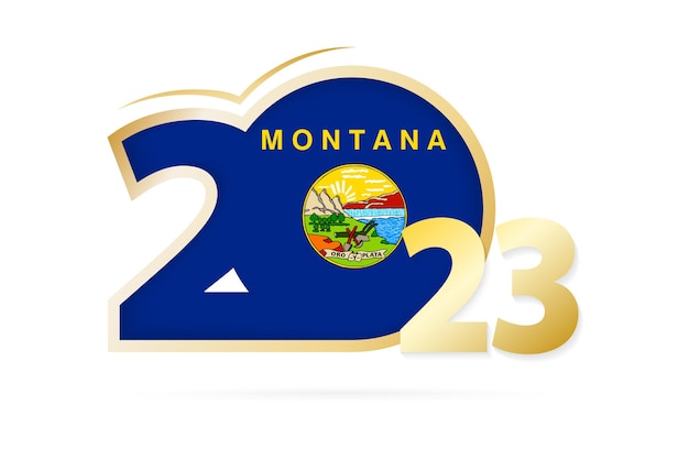 Année 2023 avec motif drapeau du Montana