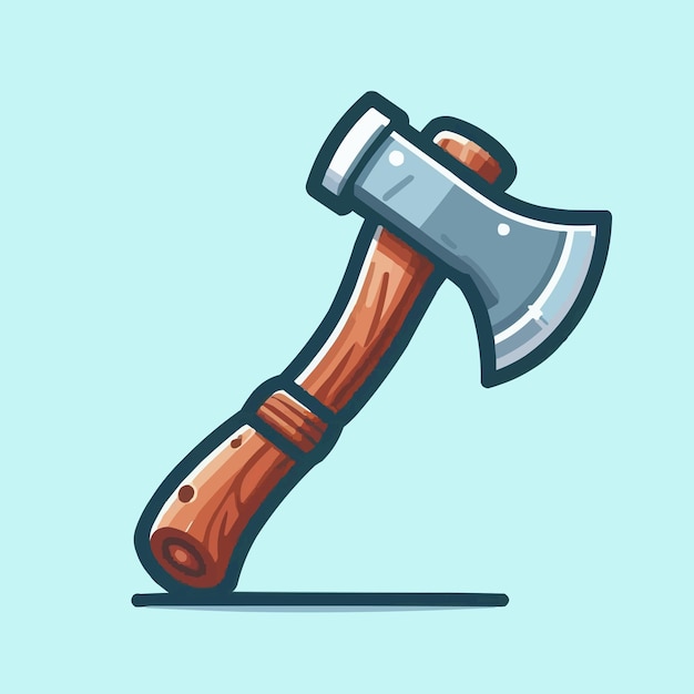 Arme à hache Icon de dessin animé Icon d'illustration Arme Objet Icon Concept Vector premium isolé