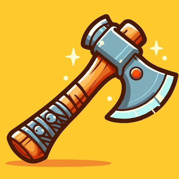 Arme à hache Icon de dessin animé Icon d'illustration Arme Objet Icon Concept Vector premium isolé