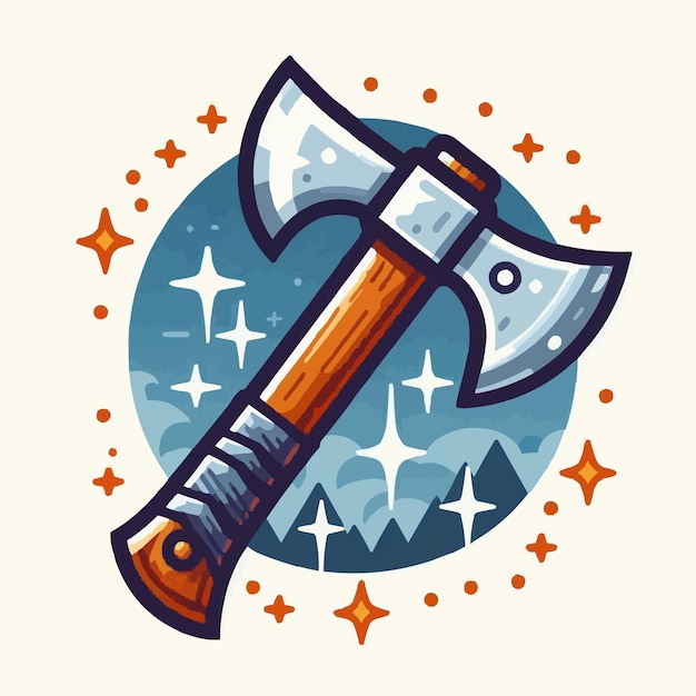 Arme à hache Icon de dessin animé Icon d'illustration Arme Objet Icon Concept Vector premium isolé