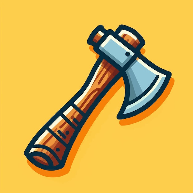 Arme à hache Icon de dessin animé Icon d'illustration Arme Objet Icon Concept Vector premium isolé