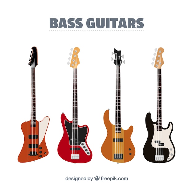 Vecteur assortiment de basses fantastiques en conception plate