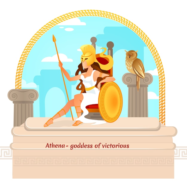 Athéna, personnage de mythes grecs. Fille de Zeus,