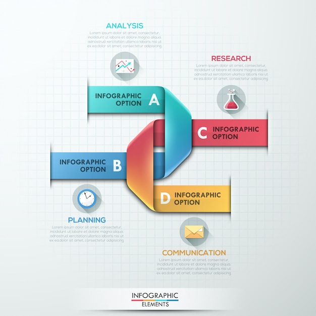 Bannière d&#39;options d&#39;infographie moderne avec des rubans