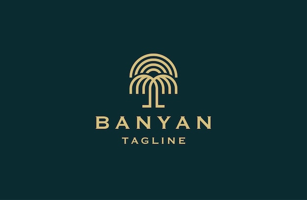 Banyan tree logo icône modèle de conception illustration vectorielle plane